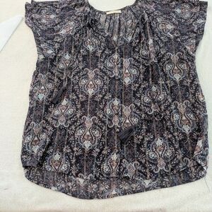Lovestitch Black and Gray Paisley Blouse